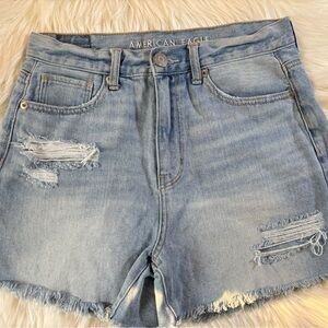 American Eagle Outfitters Women's Distressed Light Blue Jean Shorts